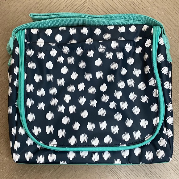 New Thirty One Navy Doodle Dot Going Places Thermal Bag With Strap - Picture 1 of 15